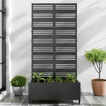 35" Black Metal Indoor Outdoor Rectangular Planter Box