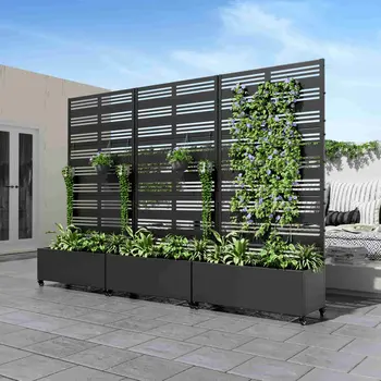 35" Black Metal Indoor Outdoor Rectangular Planter Box