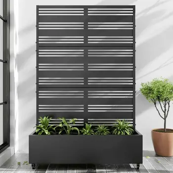 47" Black Metal Indoor Outdoor Rectangular Planter Box