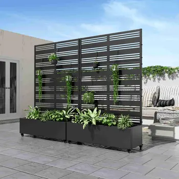 47" Black Metal Indoor Outdoor Rectangular Planter Box