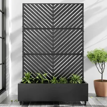 35" Black Metal Indoor Outdoor Rectangular Planter Box