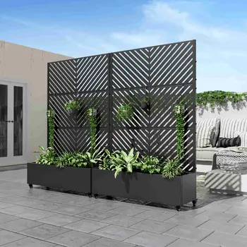 35" Black Metal Indoor Outdoor Rectangular Planter Box