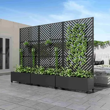 35" Black Metal Indoor Outdoor Rectangular Planter Box