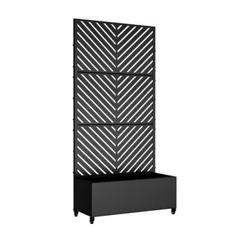 35" Black Metal Indoor Outdoor Rectangular Planter Box