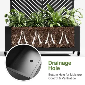 35" Black Metal Indoor Outdoor Rectangular Planter Box