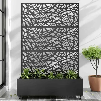 47" Black Metal Indoor Outdoor Rectangular Planter Box