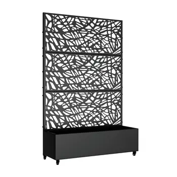 47" Black Metal Indoor Outdoor Rectangular Planter Box