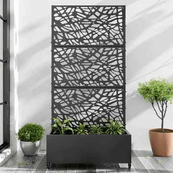 35" Black Metal Indoor Outdoor Rectangular Planter Box