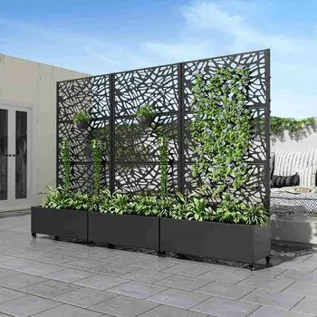 35" Black Metal Indoor Outdoor Rectangular Planter Box
