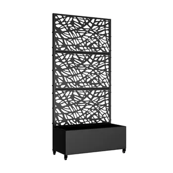 35" Black Metal Indoor Outdoor Rectangular Planter Box