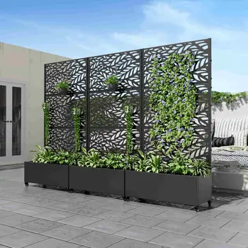 35" Black Metal Indoor Outdoor Rectangular Planter Box