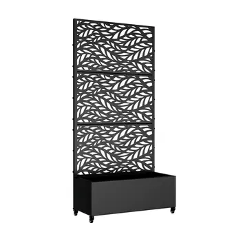 35" Black Metal Indoor Outdoor Rectangular Planter Box