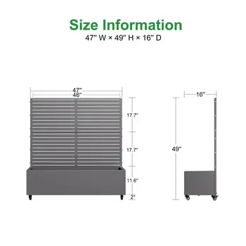 47" Gray Metal Indoor Outdoor Rectangular Planter Box