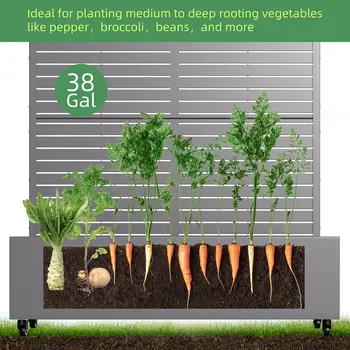 47" Gray Metal Indoor Outdoor Rectangular Planter Box