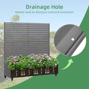 47" Gray Metal Indoor Outdoor Rectangular Planter Box
