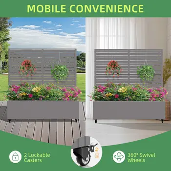 47" Gray Metal Indoor Outdoor Rectangular Planter Box