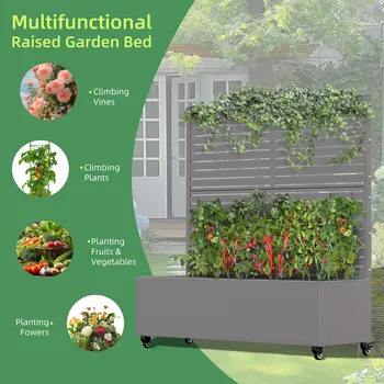 47" Gray Metal Indoor Outdoor Rectangular Planter Box