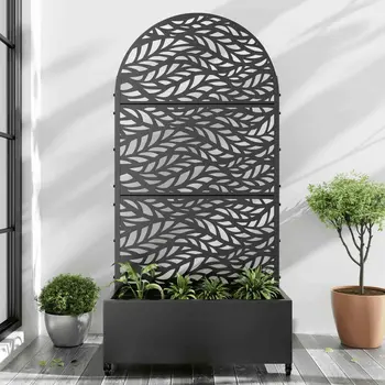 35" Black Metal Indoor Outdoor Rectangular Planter Box