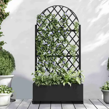 35" Black Metal Indoor Outdoor Rectangular Planter Box