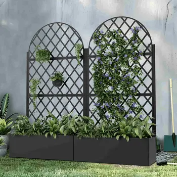 35" Black Metal Indoor Outdoor Rectangular Planter Box