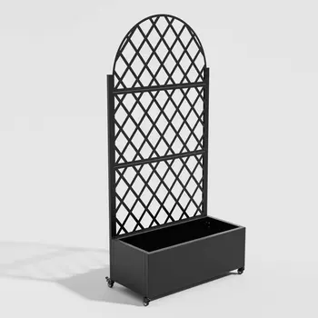 35" Black Metal Indoor Outdoor Rectangular Planter Box