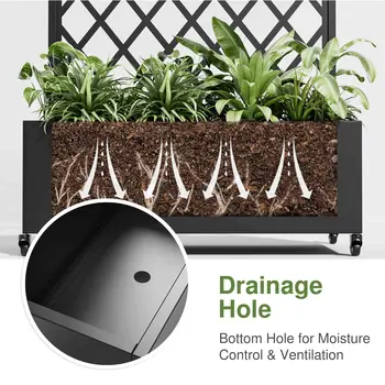35" Black Metal Indoor Outdoor Rectangular Planter Box