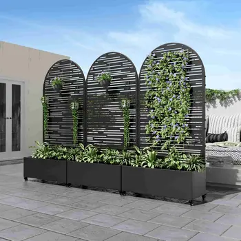 35" Black Metal Indoor Outdoor Rectangular Planter Box