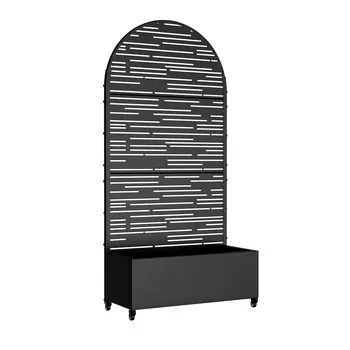 35" Black Metal Indoor Outdoor Rectangular Planter Box