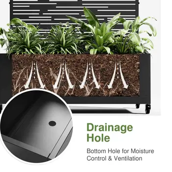 35" Black Metal Indoor Outdoor Rectangular Planter Box