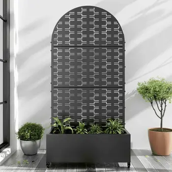 35" Black Metal Indoor Outdoor Rectangular Planter Box