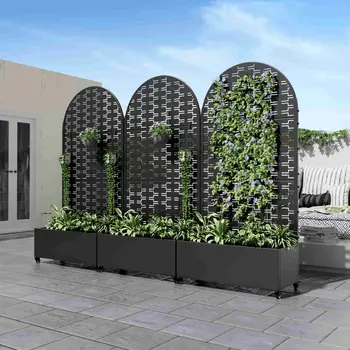 35" Black Metal Indoor Outdoor Rectangular Planter Box
