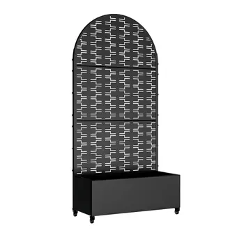 35" Black Metal Indoor Outdoor Rectangular Planter Box