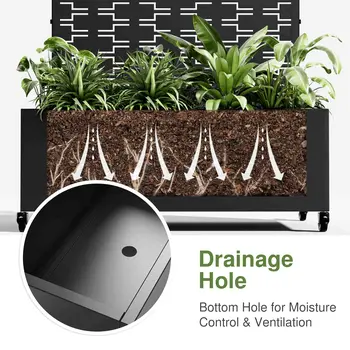 35" Black Metal Indoor Outdoor Rectangular Planter Box