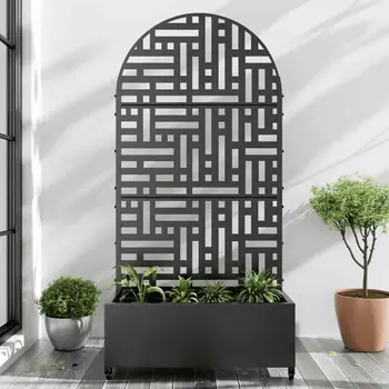 35" Black Metal Indoor Outdoor Rectangular Planter Box