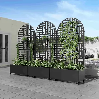 35" Black Metal Indoor Outdoor Rectangular Planter Box