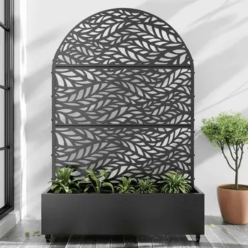 47" Black Metal Indoor Outdoor Rectangular Planter Box