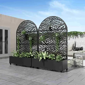 47" Black Metal Indoor Outdoor Rectangular Planter Box