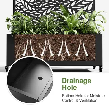 47" Black Metal Indoor Outdoor Rectangular Planter Box