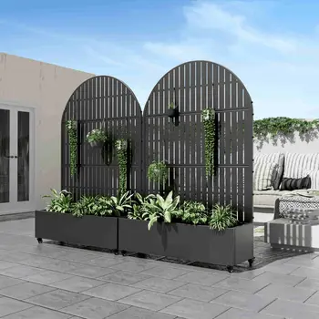 47" Black Metal Indoor Outdoor Rectangular Planter Box