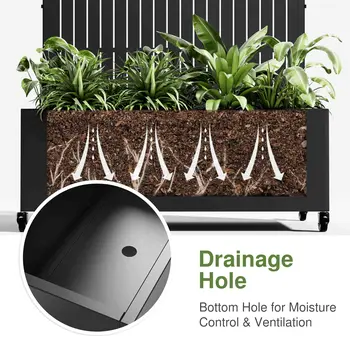 47" Black Metal Indoor Outdoor Rectangular Planter Box