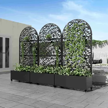 35" Black Metal Indoor Outdoor Rectangular Planter Box