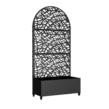 35" Black Metal Indoor Outdoor Rectangular Planter Box