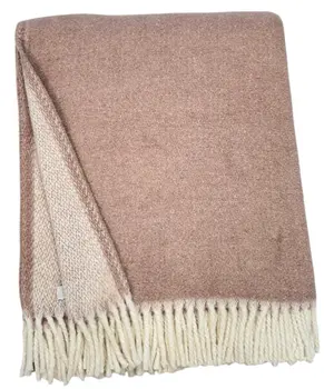 55" X 70" Dusty Rose And White Chevron Cotton Blend Woven Plush Throw Blanket with Fringe