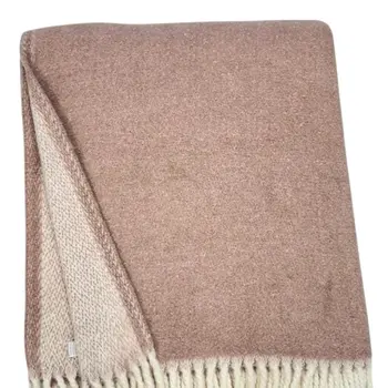 55" X 70" Dusty Rose And White Chevron Cotton Blend Woven Plush Throw Blanket with Fringe