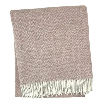 55" X 70" Dusty Rose And White Cotton Blend Woven Herringbone Plush Throw Blanket with Fringe