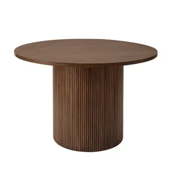 47" Natural Solid Wood Double Pedestal Base Round Top Dining Table