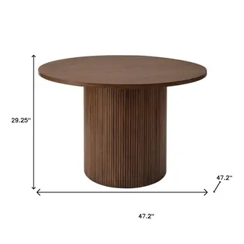 47" Natural Solid Wood Double Pedestal Base Round Top Dining Table