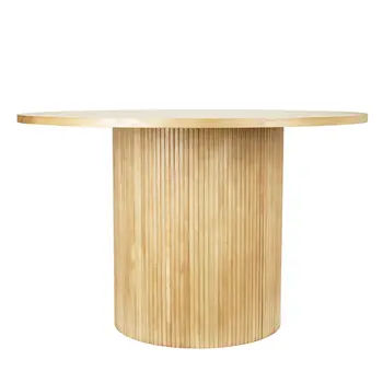 47" Natural Solid Wood Double Pedestal Base Round Top Dining Table