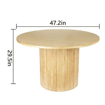 47" Natural Solid Wood Double Pedestal Base Round Top Dining Table