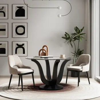 51" Clear and Black Glass and Solid Wood Pedestal Base Round Top Dining Table